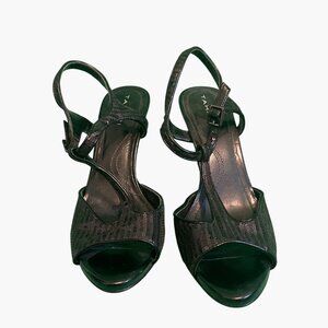 Black Sequin High Heeled Slingback Sandals By Tahari Size 8
